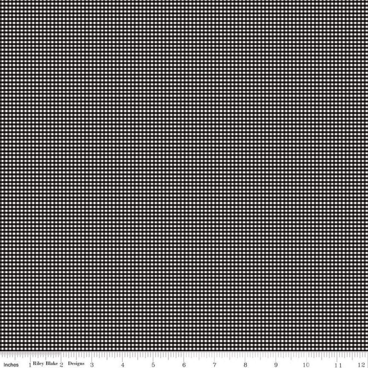 Fabric Riley Blake Basics Black 1/16" Micro Ginghams by the Quarter Yard C455-BLACK